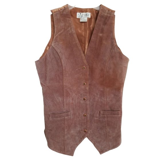 BB Dakota Jackets & Blazers - Suede Leather Vest BB Dakota Button Front Tie Back Brown Women's Size M Medium